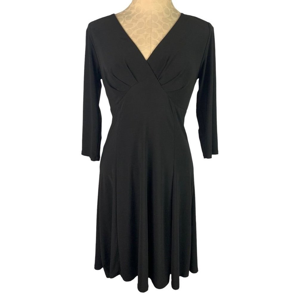 Small Tiana B. Little Black Dress Pullover Stretch Fabric V-Neck
